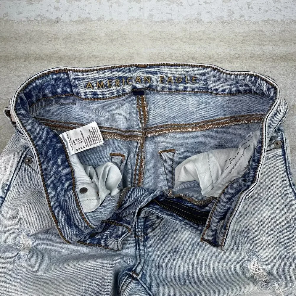 Vintage Y2K American Eagle Jeans 29x32 Skinny Fit Light Wash Denim Tan Logo - Picture 3 of 3